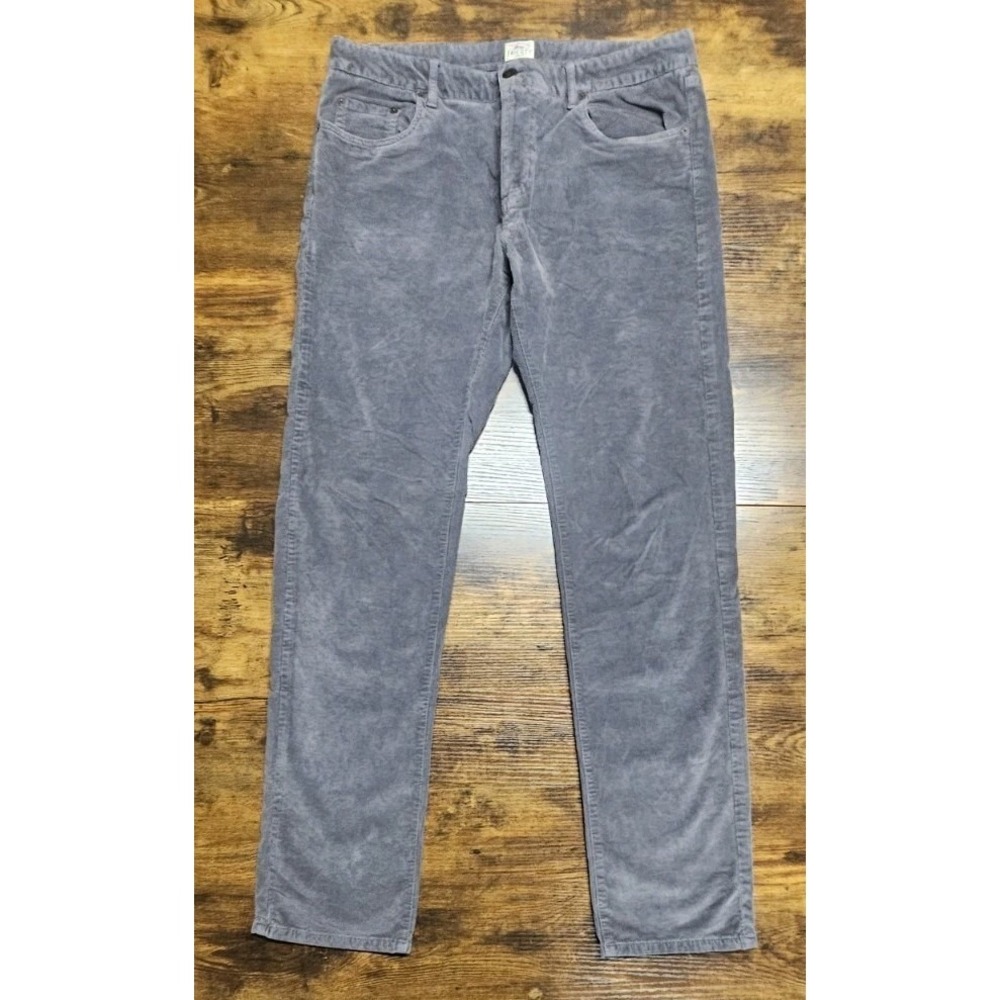 FAHERTY Men Stretch Terry Corduroy 5 Pocket Gray Organic Cotton Pants 34x32